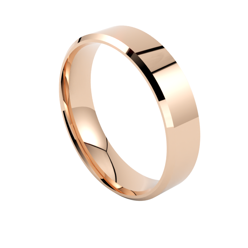 obrączka klasyczna elegancka różowe złoto płaska fazowana